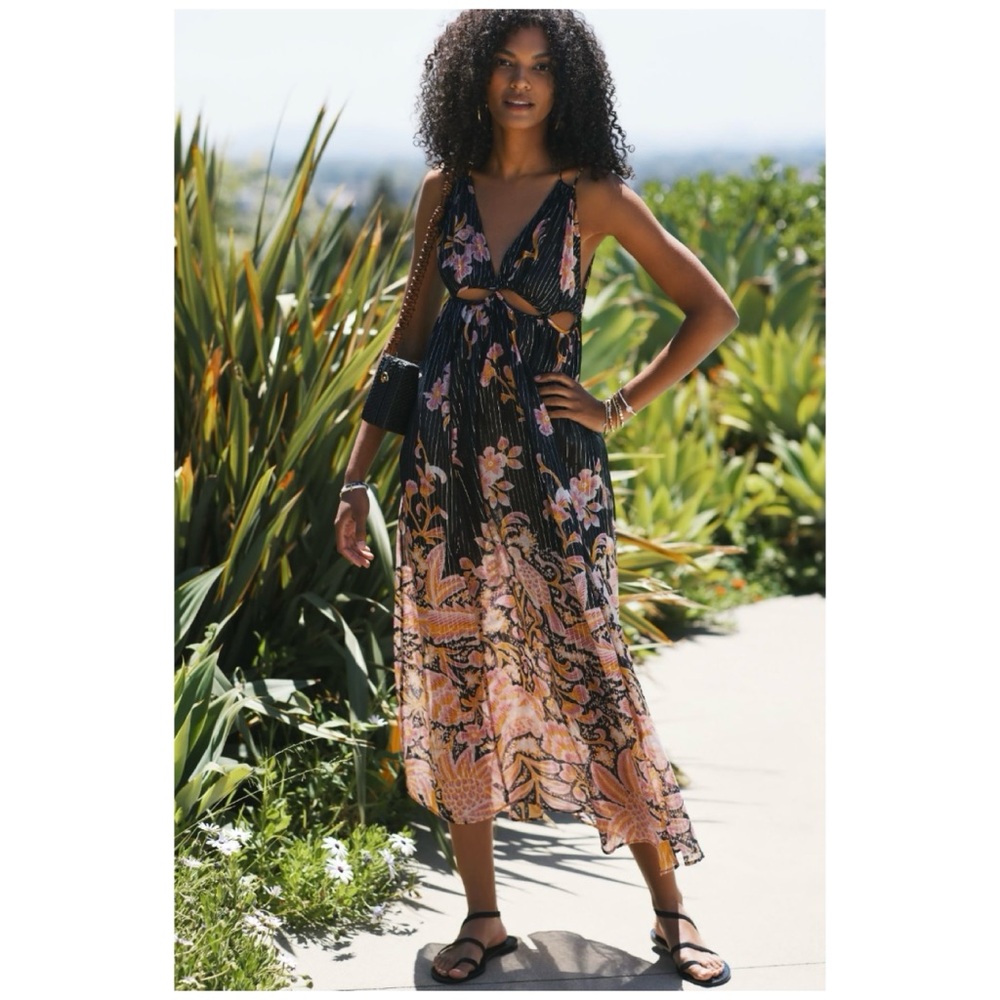 NWOT Anthropologie Sheer Cutout Maxi Dress  Size Small